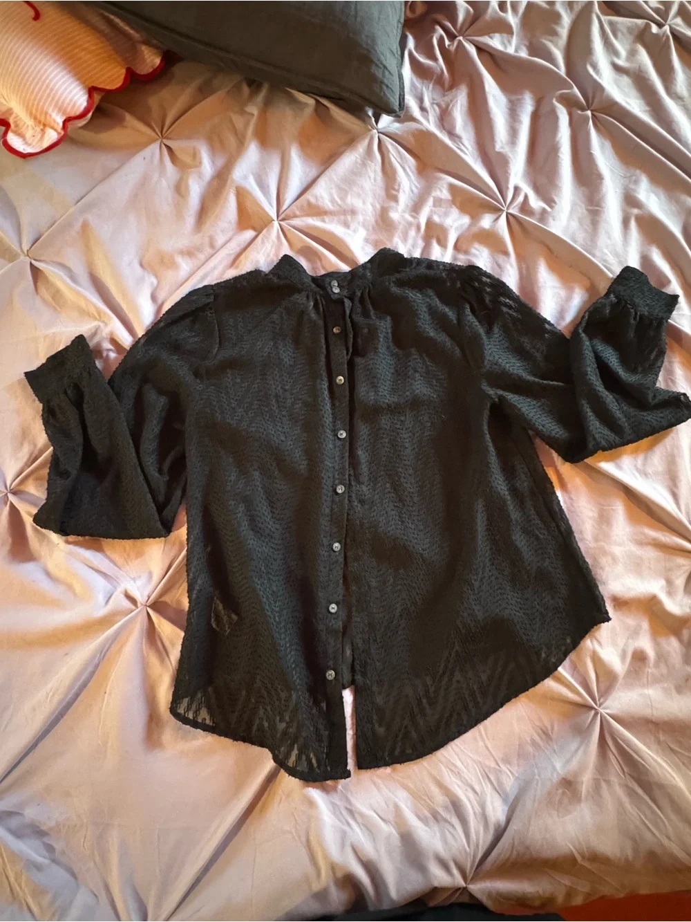 Free People Black Textured Blouse